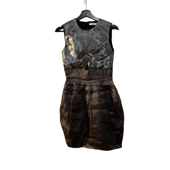 Christian Dior Color Block Silk Dress with Cut out - Picture 2 of 6